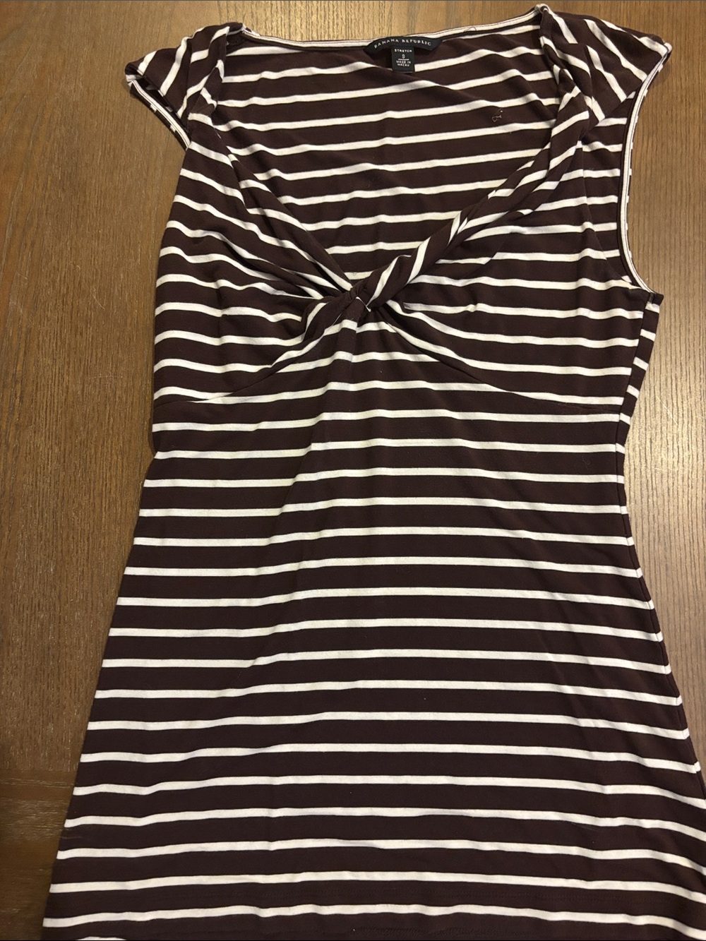 Bundle 3/$15 Banana Republic Brown and White Striped Knot-Front Tunic